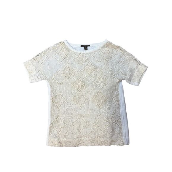 Louis Vuitton VTG Cream Lace Monogram Logo T-Shirt Top 34 FR (XS)Made in Italy - Picture 6 of 15